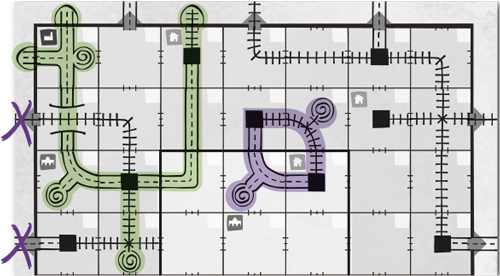 Railroad Ink - Eldritch Expansion - Ritual example