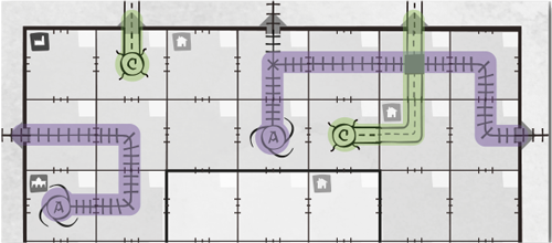 Railroad Ink - Eldritch Expansion - Portal example