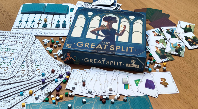 The Great Split, a drafting game for 2-7 players where you build a prestigious collection of riches!